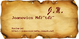 Joanovics Máté névjegykártya