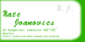 mate joanovics business card
